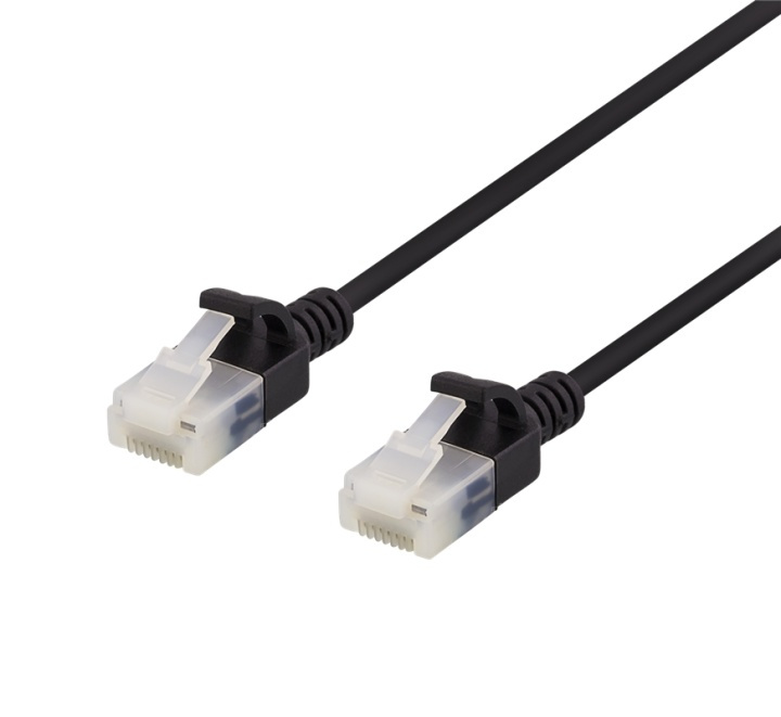 DELTACO U/UTP Cat6a patch cable, slim, 3,5mm diameter, 0,5m, black in de groep COMPUTERS & RANDAPPARATUUR / Computerkabels / Netwerkkabels / Cat6 bij TP E-commerce Nordic AB (38-61734)