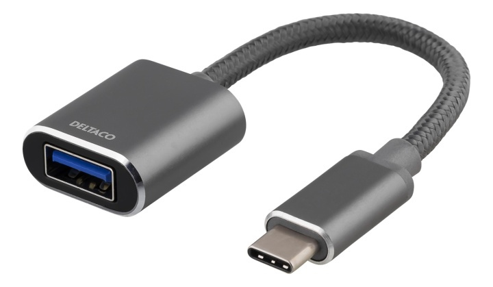 DELTACO USB-C 3.1 to USB-A OTG adapter, aluminium, retail box, gray in de groep COMPUTERS & RANDAPPARATUUR / Computerkabels / USB / USB-C bij TP E-commerce Nordic AB (38-61780)