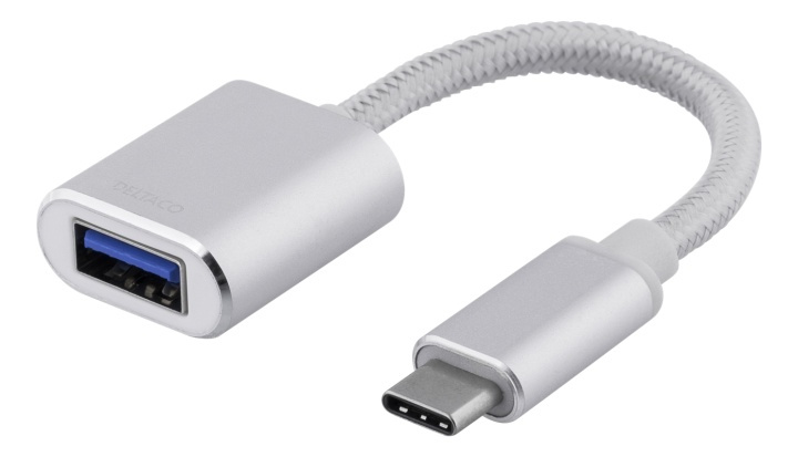 DELTACO USB-C 3.1 Gen 1 to USB-A OTG adapter, alu, retail box, silver in de groep COMPUTERS & RANDAPPARATUUR / Computerkabels / USB / USB-C bij TP E-commerce Nordic AB (38-61781)