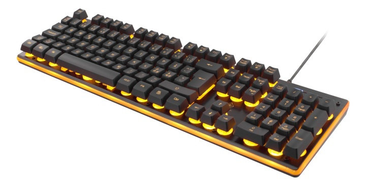 DELTACO GAMING toetsenbord met membraanschakelaar, Nordic lay-out, oranje verlichting in de groep COMPUTERS & RANDAPPARATUUR / GAMING / Toetsenborden bij TP E-commerce Nordic AB (38-61849)