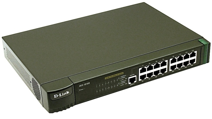 D-Link switch 16x10/100Mbps, NWay, uplink in de groep COMPUTERS & RANDAPPARATUUR / Netwerk / Schakelaars / 10/100Mbps bij TP E-commerce Nordic AB (38-61985)