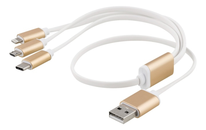 EPZI Multi-Charger, USB-C, Lightning, Micro USB, USB-A, 50cm, white in de groep SMARTPHONE & TABLETS / Opladers & Kabels / Kabels / Kabels microUSB bij TP E-commerce Nordic AB (38-62007)