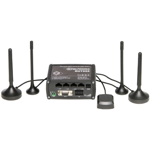 Teltonika RUT955 GSM-3G-4G router, dual sim, 4G up to 150 Mbps, black in de groep COMPUTERS & RANDAPPARATUUR / Netwerk / Routers bij TP E-commerce Nordic AB (38-62490)