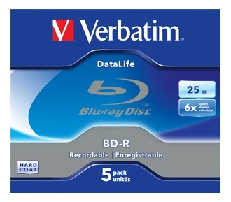 Verbatim BD-R SL Datalife, 25GB, 6x speed, 5-pack, BD-R version 1.3 in de groep HOME ELECTRONICS / Opslagmedia / CD/DVD/BD-schijven / Cd/dvd-opslag bij TP E-commerce Nordic AB (38-62606)