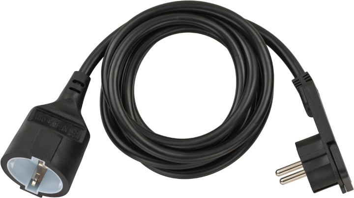 Kunststof verlengkabel met platte stekker (verlengkabel plat voor binnen met 2m kabel) zwart in de groep HUISHOUDEN & TUIN / Elektriciteit & Verlichting / Verlengkabels bij TP E-commerce Nordic AB (38-62808)