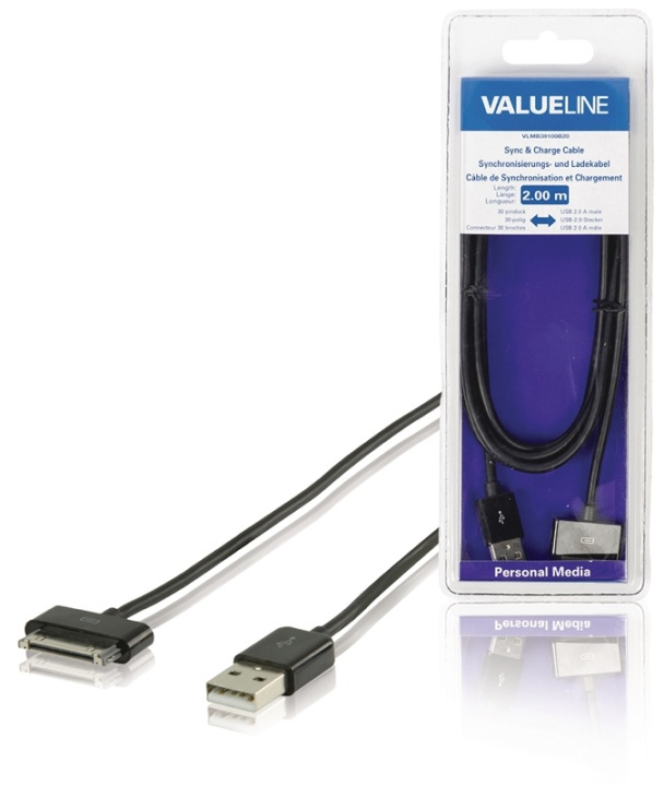 Valueline Data en Oplaadkabel Apple Dock 30-Pins - USB A Male 2.00 m Zwart in de groep SMARTPHONE & TABLETS / Opladers & Kabels / Kabels / Kabels 30 pins bij TP E-commerce Nordic AB (38-63930)