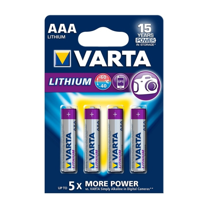 Varta Lithium Batterij AAA | 1.5 V DC | 1100 mAh | 4-Blisterkaart | Grijs / Zilver in de groep HOME ELECTRONICS / Batterijen & Opladers / Batterijen / AAA bij TP E-commerce Nordic AB (38-63997)