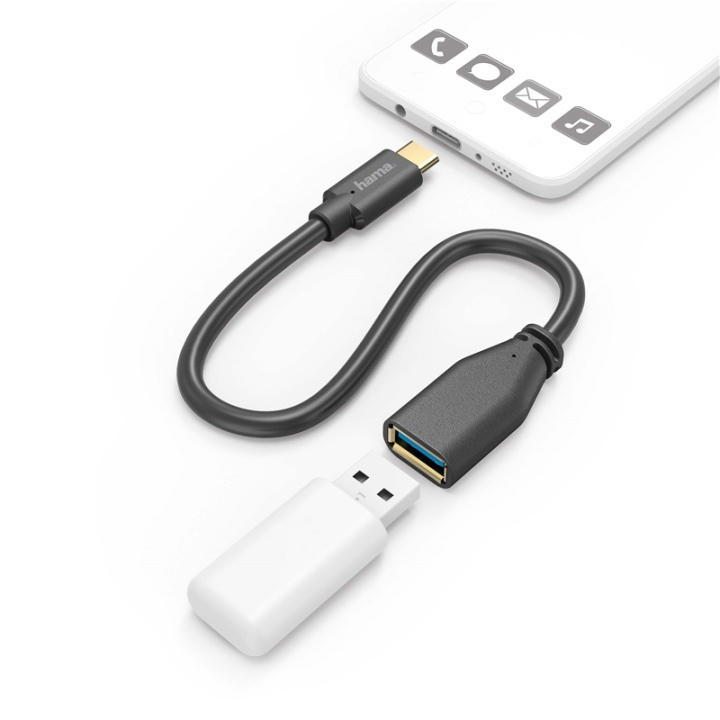 HAMA OTG Cable USB-C to USB-A Hona Black 0.15m in de groep SMARTPHONE & TABLETS / Opladers & Kabels / Adapters bij TP E-commerce Nordic AB (38-64661)