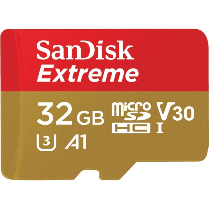 SanDisk Geheugenkaart Microsdhc Extreme 32Gb+Adapter Werkt met Gopro Mess 100Mb/S A1 in de groep HOME ELECTRONICS / Opslagmedia / Geheugenkaarten / MicroSD/HC/XC bij TP E-commerce Nordic AB (38-65328)