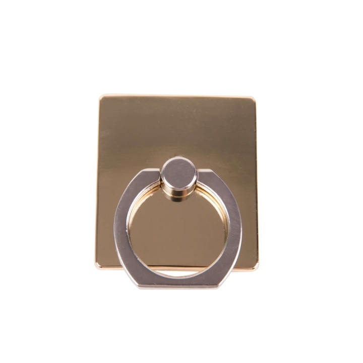GEAR Finger Ring Gold Square Rotating Fingerholder with Standfunktion in de groep SMARTPHONE & TABLETS / Overige accessoires / Docks, statieven en houders bij TP E-commerce Nordic AB (38-65912)
