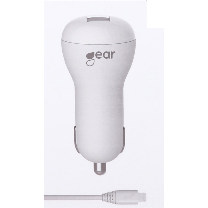 GEAR Charger 12V 1xUSB 1A White MicroUSB Cable 1m in de groep SMARTPHONE & TABLETS / Opladers & Kabels / Autoladers / Autoladers micro-USB bij TP E-commerce Nordic AB (38-66132)