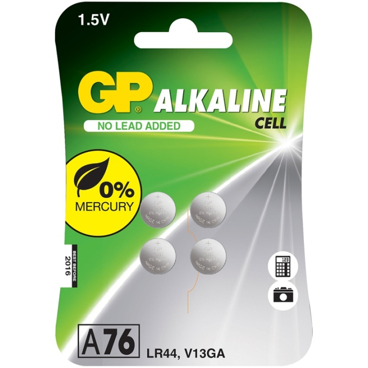 GP A76 / LR44 Knappcell 4-pack in de groep HOME ELECTRONICS / Batterijen & Opladers / Batterijen / Knoopcel bij TP E-commerce Nordic AB (38-66536)