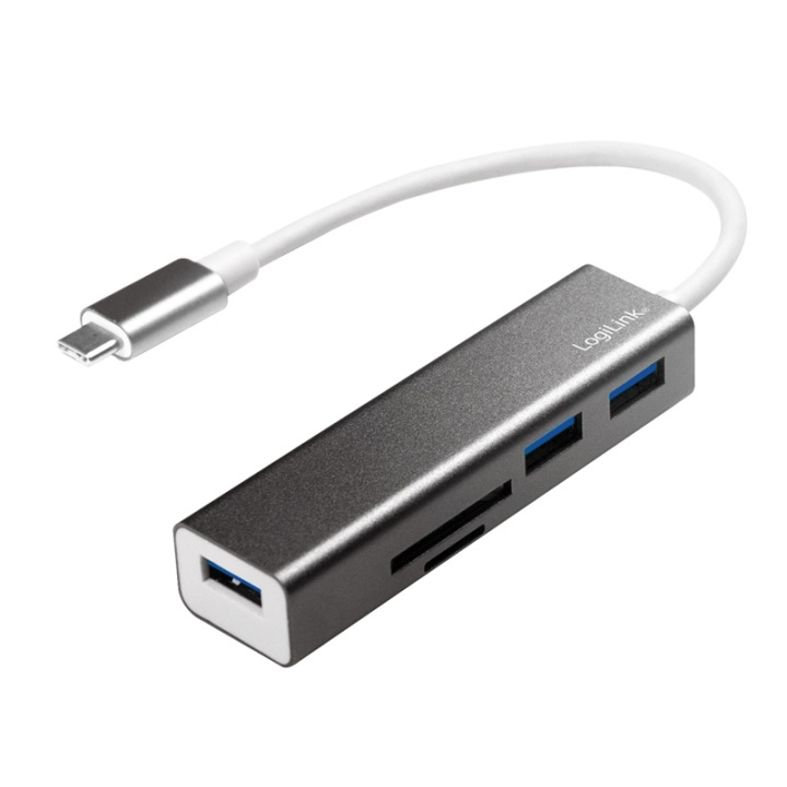 LogiLink USB-C Hub 3port minneskortsläs in de groep COMPUTERS & RANDAPPARATUUR / Computeraccessoires / USB-hubs bij TP E-commerce Nordic AB (38-66589)