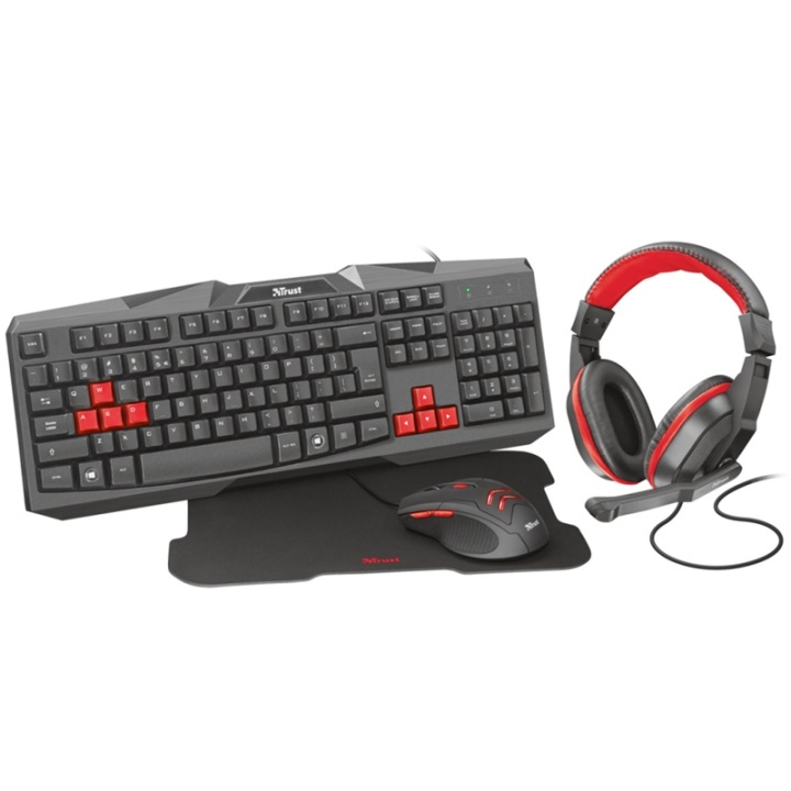 Trust Ziva 4in1 Gaming-bundel met toetsenbord, muis, headset en muismat in de groep COMPUTERS & RANDAPPARATUUR / GAMING / Toetsenborden bij TP E-commerce Nordic AB (38-66903)