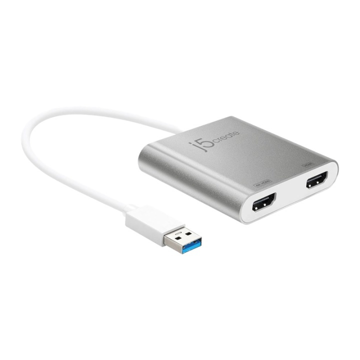J5 USB 3.0 to Dual HDMI, Multi-Montior Adapter, 4K, USB 3.0, silver in de groep HOME ELECTRONICS / Kabels & Adapters / HDMI / Adapters bij TP E-commerce Nordic AB (38-66949)
