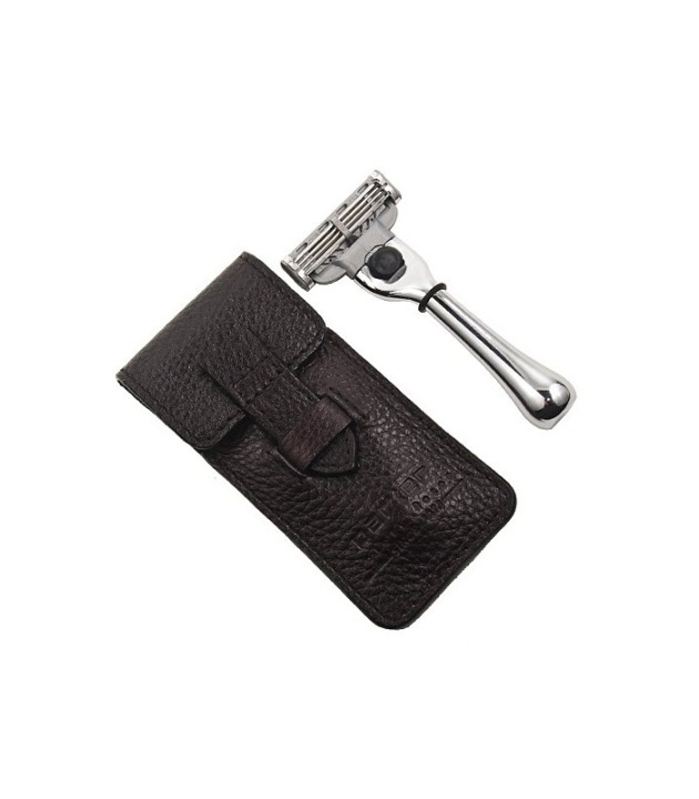 Parker TM-3 Travel Mach-3 Razor with Leather Pouch in de groep BEAUTY & HEALTH / Haar & Styling / Scheren & Trimmen / Scheermessen & Accessoires bij TP E-commerce Nordic AB (38-70083)