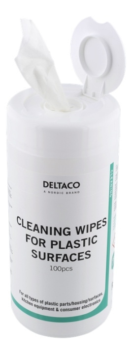 DELTACO Wet Wipes for plastic surfaces, 100pcs, white in de groep HUISHOUDEN & TUIN / Schoonmaakproducten / Overige schoonmaakaccessoires bij TP E-commerce Nordic AB (38-71604)