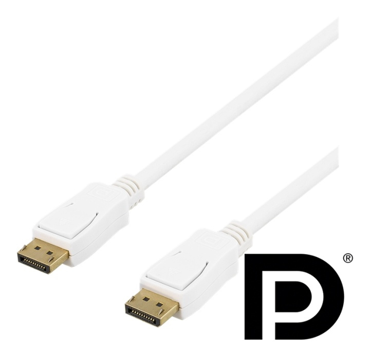DELTACO DisplayPort cable, 2m, 4K UHD, DP 1.2, white in de groep COMPUTERS & RANDAPPARATUUR / Computerkabels / DisplayPort / Kabels bij TP E-commerce Nordic AB (38-71626)