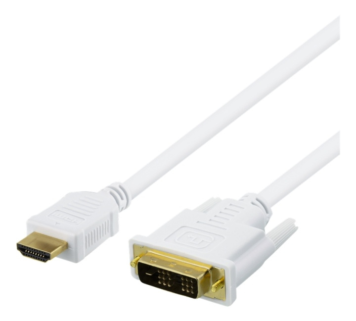 DELTACO HDMI to DVI cable, 2m, Full HD, white in de groep COMPUTERS & RANDAPPARATUUR / Computerkabels / DVI / Kabels bij TP E-commerce Nordic AB (38-71648)