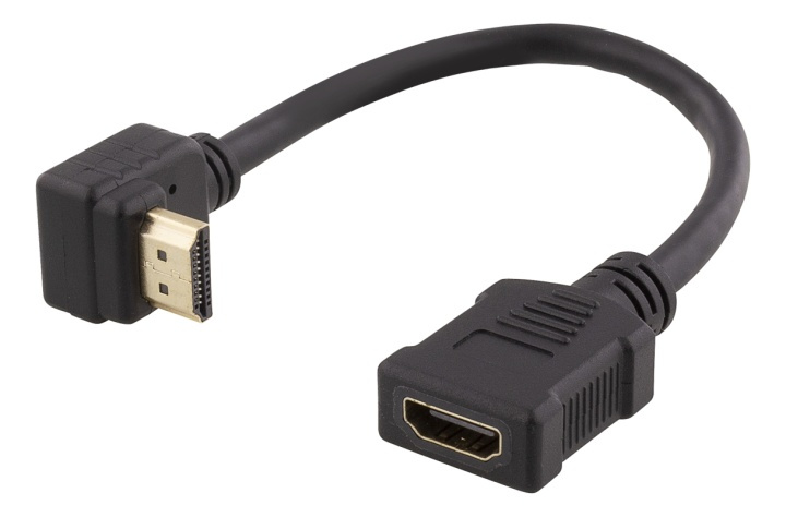 DELTACO Flexible HDMI adapter, 0,2m, up-angled, HDMI M/F, UHD, black in de groep HOME ELECTRONICS / Kabels & Adapters / HDMI / Adapters bij TP E-commerce Nordic AB (38-71658)