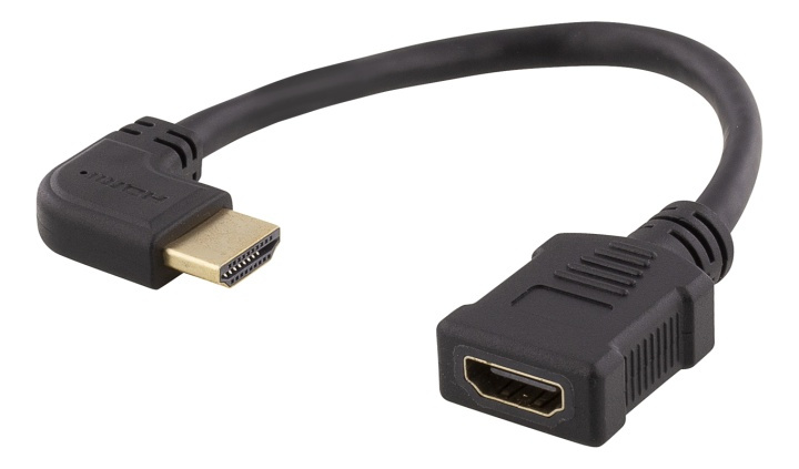 DELTACO Flexible HDMI adapter, 0,2m, left-angled, HDMI M/F, UHD, black in de groep HOME ELECTRONICS / Kabels & Adapters / HDMI / Adapters bij TP E-commerce Nordic AB (38-71659)