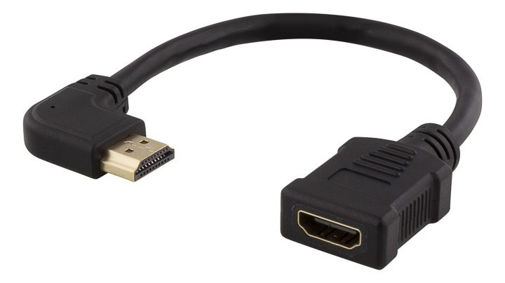 DELTACO Flexible HDMI adapter, 0,2m, right-angled, HDMI M/F, UHD, blac in de groep HOME ELECTRONICS / Kabels & Adapters / HDMI / Adapters bij TP E-commerce Nordic AB (38-71660)