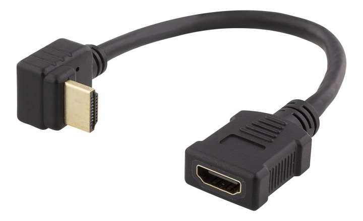 DELTACO Flexible HDMI adapter, 0,2m, right-down, HDMI M/F, UHD, black in de groep HOME ELECTRONICS / Kabels & Adapters / HDMI / Adapters bij TP E-commerce Nordic AB (38-71661)