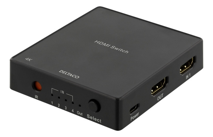 DELTACO HDMI Switch with remote, 4 inputs, 4K Support, HDCP 1.4, black in de groep COMPUTERS & RANDAPPARATUUR / Computerkabels / Schakelaars bij TP E-commerce Nordic AB (38-71662)