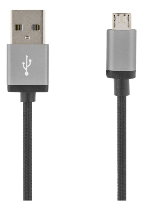 DELTACO USB cable, braided, Type A ha - Type Micro B, 1m, black in de groep SMARTPHONE & TABLETS / Opladers & Kabels / Kabels / Kabels microUSB bij TP E-commerce Nordic AB (38-71674)