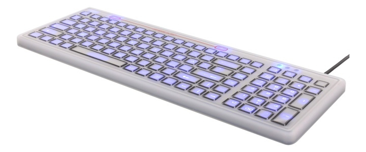 DELTACO Silicon keyboard, spill proof, blue LED, IP68, grey/black in de groep COMPUTERS & RANDAPPARATUUR / Muizen en toetsenborden / Toetsenborden / Met kabel bij TP E-commerce Nordic AB (38-71711)