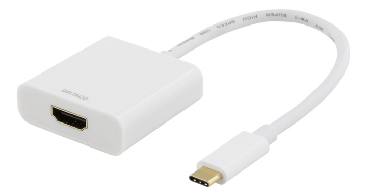 DELTACO USB-C to HDMI adapter, 4096x2160 30Hz, white in de groep HOME ELECTRONICS / Kabels & Adapters / HDMI / Adapters bij TP E-commerce Nordic AB (38-71734)
