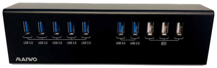 External USB 3.0 Hub, 10x USB-A, 7x USB 3.0, 3x USB 5V/2,1A, black in de groep COMPUTERS & RANDAPPARATUUR / Computeraccessoires / USB-hubs bij TP E-commerce Nordic AB (38-71805)
