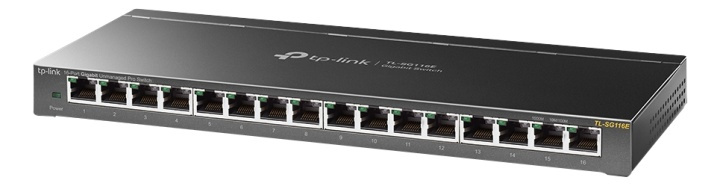 TP-Link TL-SG116E, 16-Port Gigabit Unmanaged Pro Switch, black in de groep COMPUTERS & RANDAPPARATUUR / Netwerk / Schakelaars / 10/100/1000Mbps bij TP E-commerce Nordic AB (38-71988)