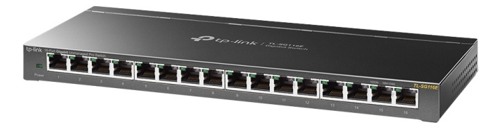 TP-Link TL-SG116E, 16-Port Gigabit Unmanaged Pro Switch, black in de groep COMPUTERS & RANDAPPARATUUR / Netwerk / Schakelaars bij TP E-commerce Nordic AB (38-71988)