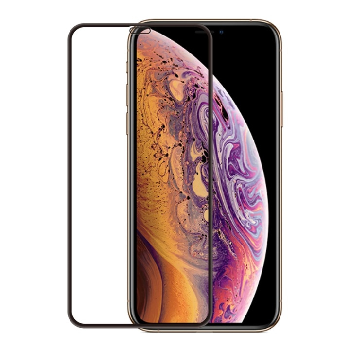 GEAR Glass Prot. 3D Gummed Full Fit Black iPhone XS MAX/11 PRO MAX incl. frame in de groep SMARTPHONE & TABLETS / Mobielbescherming / Apple / iPhone XS Max / Screen Protectors bij TP E-commerce Nordic AB (38-72089)