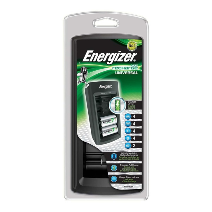 Energizer NiMH-Batterijlader AA / AAA | 1.2 / 9 V DC | Druppelladen | Frans / Type-C (CEE 7/16) | Batterijtype: AA / AAA / C / D / E-Blok (9V) | Zwart in de groep HOME ELECTRONICS / Batterijen & Opladers / Batterijoplader bij TP E-commerce Nordic AB (38-72231)