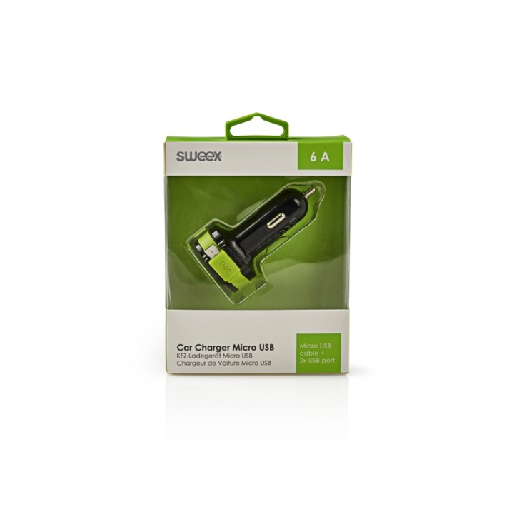 Sweex Autolader 3-Uitgangen 6 A 2x USB / Micro-USB Zwart/Groen in de groep SMARTPHONE & TABLETS / Opladers & Kabels / Autoladers / Autoladers micro-USB bij TP E-commerce Nordic AB (38-72242)