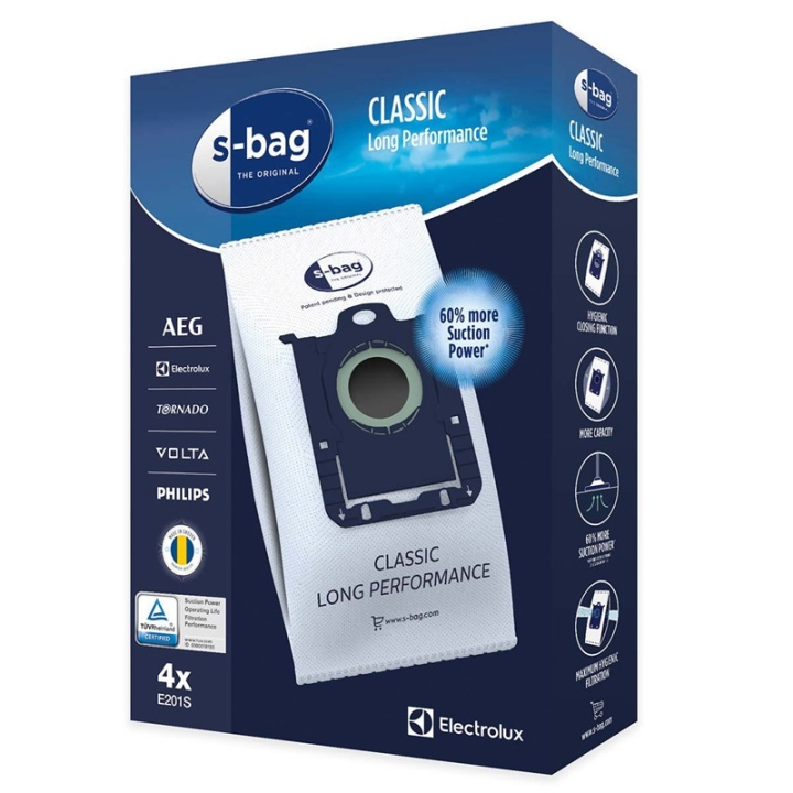 Electrolux E201S s-bag Stofzuigerzak Classic Long Performance 4 stuks in de groep HUISHOUDEN & TUIN / Schoonmaakproducten / Stofzuigers & Accessoires / Accessoires / Stofzuigerzakken bij TP E-commerce Nordic AB (38-72264)