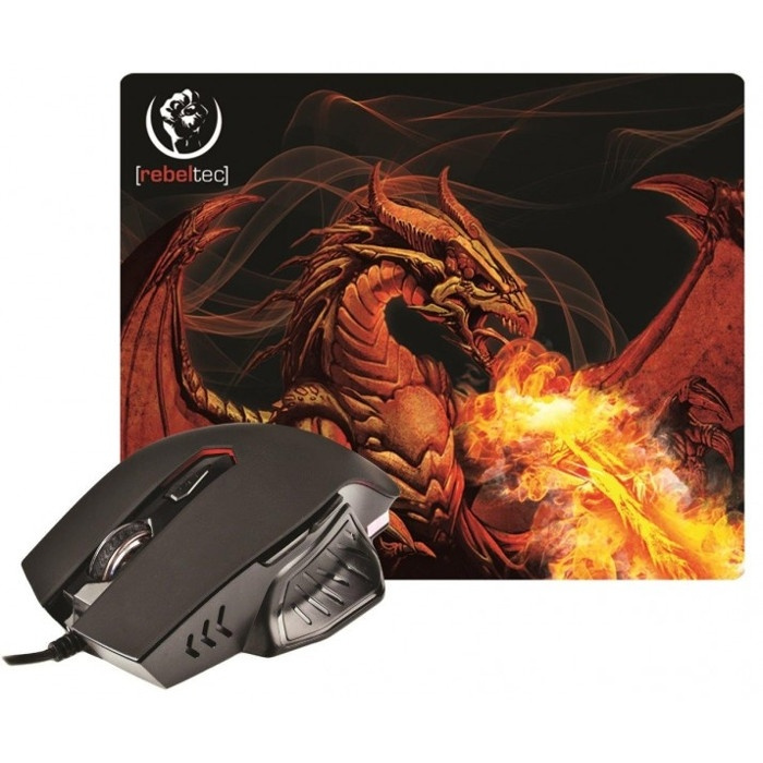 Rebeltec Red Dragon set med mus + musmatta in de groep COMPUTERS & RANDAPPARATUUR / GAMING / Muizen bij TP E-commerce Nordic AB (38-72378)