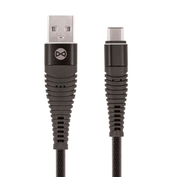 Forever Shark - USB typ-C kabel, svart in de groep SMARTPHONE & TABLETS / Opladers & Kabels / Kabels / Kabels Type C bij TP E-commerce Nordic AB (38-72561)