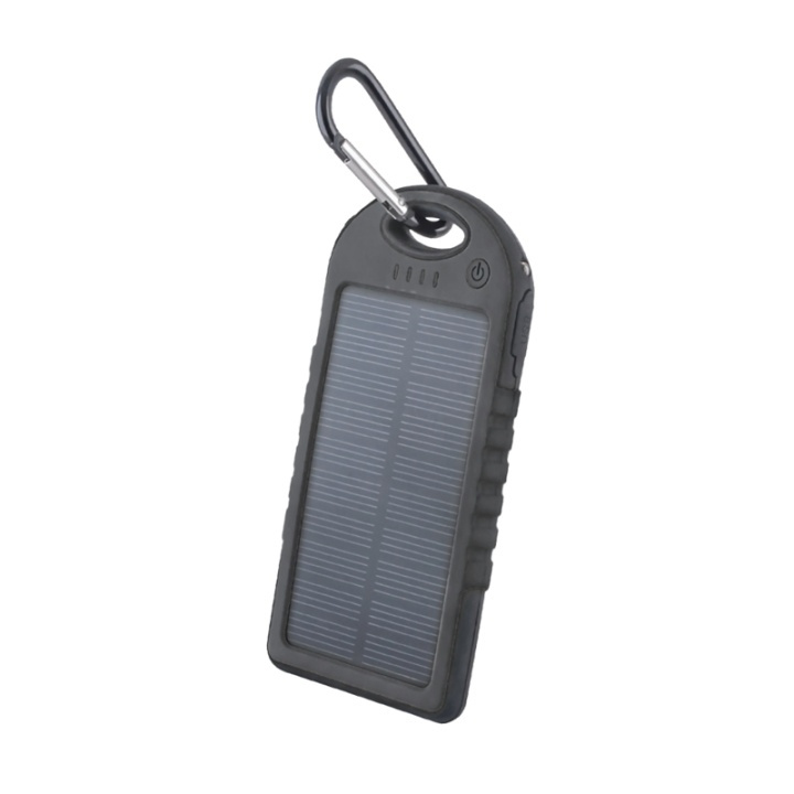 Setty powerbank met zonnecellen, 5000 mAh, zwart in de groep SMARTPHONE & TABLETS / Opladers & Kabels / Powerbanks bij TP E-commerce Nordic AB (38-72566)