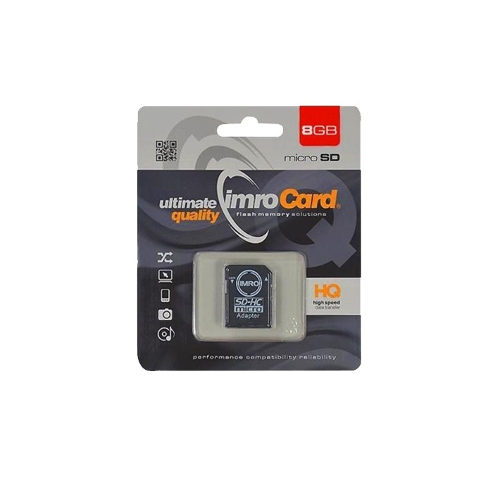 IMRO MicroSDHC 8GB cl.10 med adapter in de groep HOME ELECTRONICS / Opslagmedia / Geheugenkaarten / MicroSD/HC/XC bij TP E-commerce Nordic AB (38-72575)