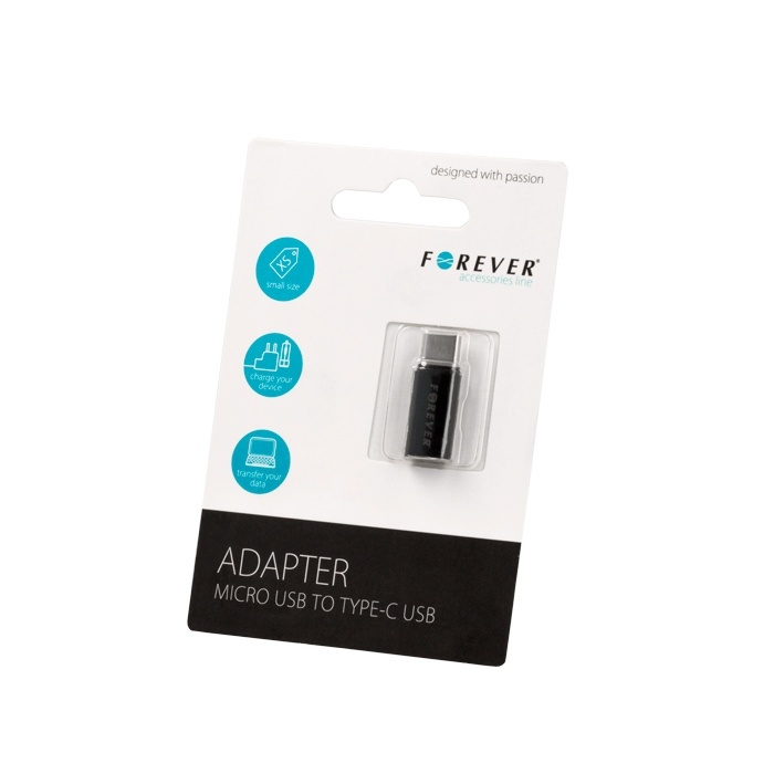 Forever microUSB naar USB type-C adapter in de groep SMARTPHONE & TABLETS / Opladers & Kabels / Adapters bij TP E-commerce Nordic AB (38-72582)