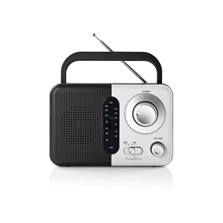 Nedis FM-Radio | Draagbaar Model | FM | Batterij Gevoed / Netvoeding | Analoog | 2.4 W | Zwart-Wit Scherm | Bluetooth® | Koptelefoonoutput | Handgreep | Wit / Zwart in de groep HOME ELECTRONICS / Audio & Beeld / Thuisbioscoop, Hifi en Draagbaar / Radio & Wekkers / Draadloze audiozender bij TP E-commerce Nordic AB (38-72781)