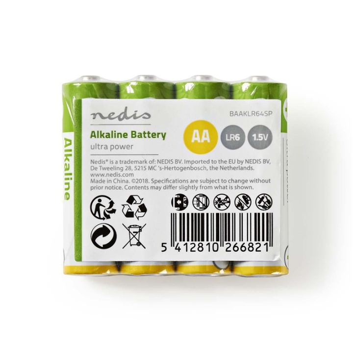 Nedis Alkaline-Batterij AA | 1.5 V DC | 4-krimpverpakking in de groep HOME ELECTRONICS / Batterijen & Opladers / Batterijen / Batterijen voor hoortoestellen bij TP E-commerce Nordic AB (38-72963)