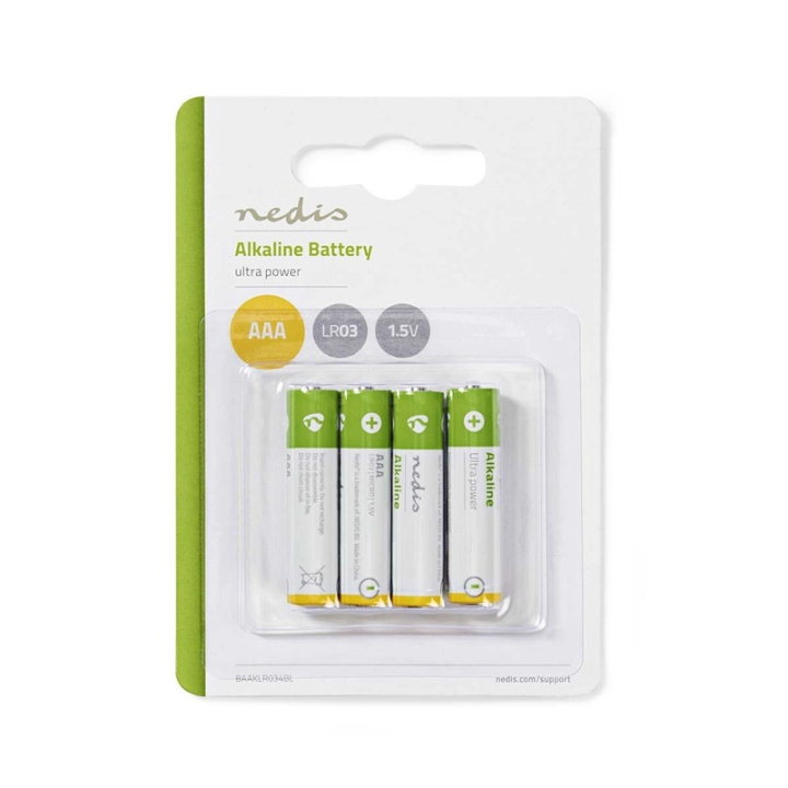 Nedis Alkaline-Batterij AAA | 1.5 V DC | 4-Pak in de groep HOME ELECTRONICS / Batterijen & Opladers / Batterijen / AAA bij TP E-commerce Nordic AB (38-72968)