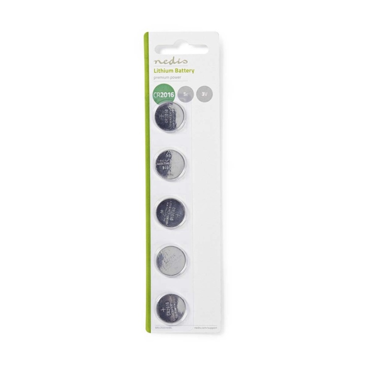 Nedis Lithium-Knoopcelbatterij CR2016 | 3 V DC | 5-Pak in de groep HOME ELECTRONICS / Batterijen & Opladers / Batterijen / Knoopcel bij TP E-commerce Nordic AB (38-72978)