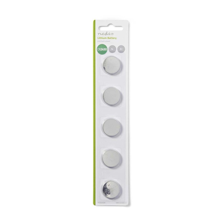 Nedis Lithium-Knoopcelbatterij CR2450 | 3 V DC | 5-Pak | Zilver in de groep HOME ELECTRONICS / Batterijen & Opladers / Batterijen / Knoopcel bij TP E-commerce Nordic AB (38-72980)