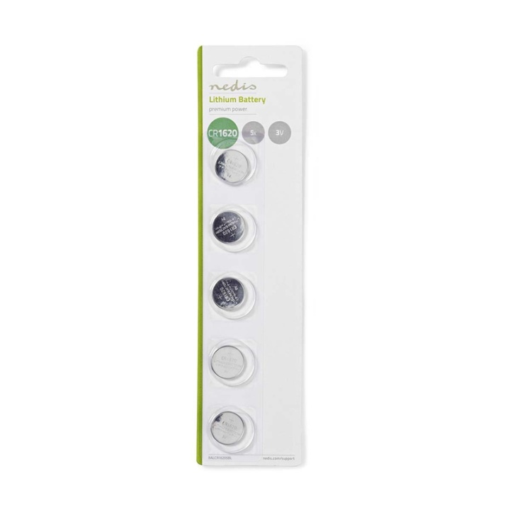 Nedis Lithium-Knoopcelbatterij CR1620 | 3 V DC | 5-Pak in de groep HOME ELECTRONICS / Batterijen & Opladers / Batterijen / Knoopcel bij TP E-commerce Nordic AB (38-72984)