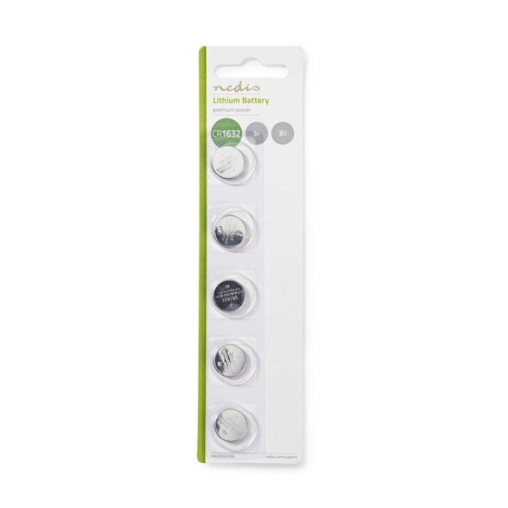 Nedis Lithium knoopcel batterij CR1632 | 3 V DC | Voorgeladen | 5-Pak in de groep HOME ELECTRONICS / Batterijen & Opladers / Batterijen / Knoopcel bij TP E-commerce Nordic AB (38-72985)